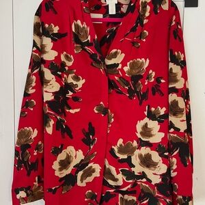 Chico's Women's Blouse red flora print size 12-14